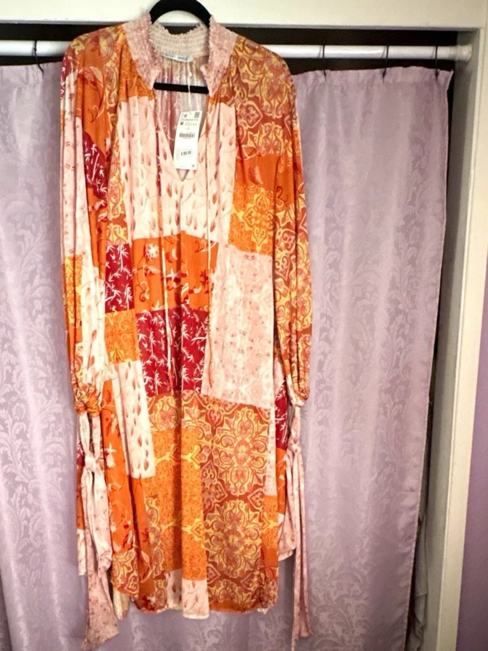 Zara Patchwork Maxi Skirt in Orange and Pink Tones